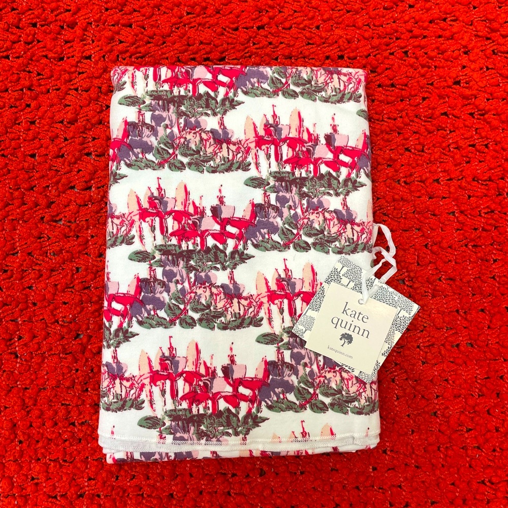 Kate Quinn Organics baby blanket single layer fuscia flower NWT